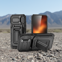 Étui de protection robuste de luxe pour 14-17 ProMax [TPU+PC] Étui antichoc avec support et porte-cartes 4 emplacements