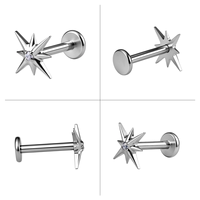 Clous d'oreilles en titane plaqué or TT ASTM F136 avec étoile scintillante, clous de piercing de style mode G23 de qualité implantable, labrets