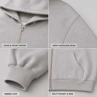 Ensemble de survêtement unisexe en molleton tricoté décontracté pour l'hiver, 500 g/m², coupe oversize, avec sweat à capuche zippé et pantalon de survêtement, vêtements de sport