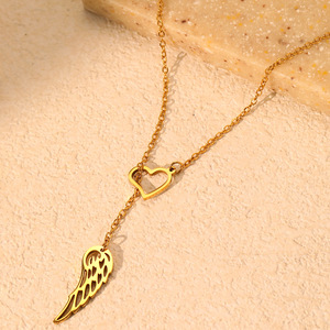 2026 Quality Non-Fading Stainless Steel Collar Necklace Elegant Gold Silver Heart <strong>Angel</strong> Wing Pendant Necklace <strong>Gifts</strong> for Women - Product Image 5