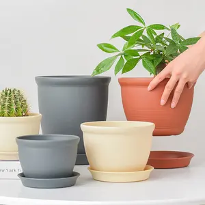 Modern Flower Pots Outdoor RTS High Quality Durable Plastic Flower Pots Imitate Pottery Garden Pots & Planters