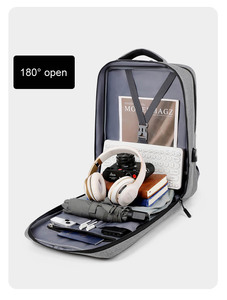 15.6" Large Waterproof Eco-Friendly Polyester Softback <b>Laptop</b> <b>Backpack</b> Arcuate Shoulder Strap Zipper Closure Business Style - Product Image 4