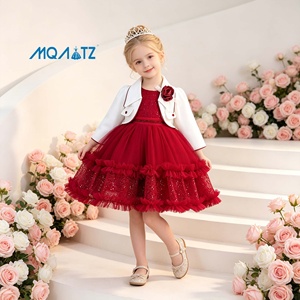 Vestido de Princesa Infantil Elegante con Diseño Floral en Satén MQATZ, Vestido de Alta Calidad con Capas para Fiesta de Cumpleaños de Bebés 12019 - Product Image 3