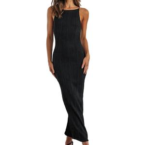 Nouvelle Arrivée Personnalisée Robe Longue Halter Femme Tendance Sexy Sans Manches Coupe Slim Maxi - Product Image 3