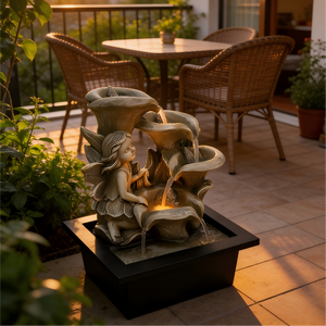 <span class=keywords><strong>Fontaine</strong></span> d'eau Calla Lily avec lumière LED, décoration <span class=keywords><strong>de</strong></span> jardin intérieure et extérieure, <span class=keywords><strong>fontaine</strong></span> <span class=keywords><strong>de</strong></span> bureau - Product Image 3