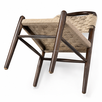 Confort tissé : Chaise longue en bois de caoutchouc massif avec dossier en corde de chanvre respirante
