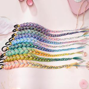 2 Pcs Ponytail Extension 26" Tinsel Colored Hair Ponytail Yellow Green <b>Braid</b> Ponytail Extension With Elastic - Product Image 6