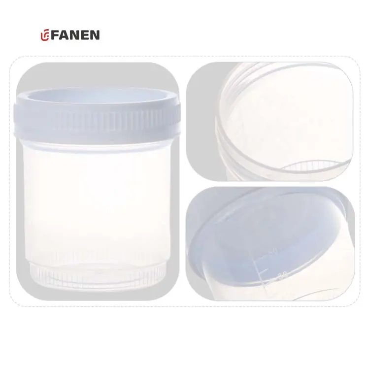 Fanen 40ml 60ml steril konteyner idrar kabı tek kullanımlık plastik Test İdrar numune bardak