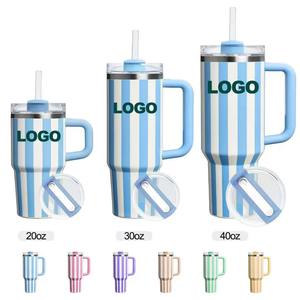Personnalisé 2025 les rayures bleues les rayures jaunes Summer Vibes New S Oasis Collection Cabana Striped 40oz Cup - Product Image 1