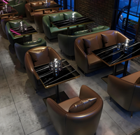 Ensemble de mobilier de pub moderne : fauteuil et canapé en panneaux de bois pour discothèques et karaokés, idéal pour les stands de réception et les tables de bar