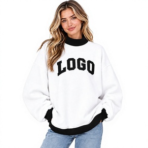 Suéter Oversize de Cuello Alto para Mujer, Estilo Moderno y Clásico, Tejido de Felpa, Color Sólido, Bordado, Ecológico, de Alta Calidad - Product Image 1