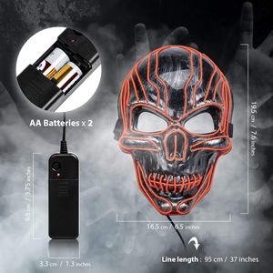 Máscara de miedo de <span class=keywords><strong>purga</strong></span> con luz LED de Halloween con cable EL 3 modos intermitentes para Festival, Fiesta, Cosplay, máscara de Halloween - Product Image 3