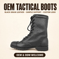 Bottes tactiques imperméables KMS, vente en gros OEM, cuir véritable noir, chaussures tactiques durables pour les activités de terrain