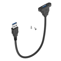 Câble d'extension USB 3.0 entièrement blindé mâle-femelle double blindage (feuille métallique + tressé) avec fixation par vis sur panneau 30cm 50cm 1m