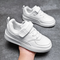 Baskets athlétiques blanches pour enfants, respirantes, en cuir synthétique, fermeture velcro, unisexe, pour étudiants de 7 à 16 ans, printemps-automne