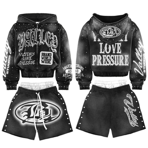 Relaxed Fit Two Piece Casual Hoodie Clothing with Custom Design & Private Label Premium Men Hoodie & Shorts <b>Set</b> In High Quality - Product Image 1