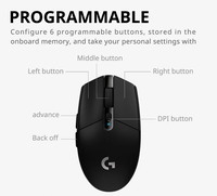 Logitech G304 Mouse Game 12000DPI nirkabel, Mouse optik dapat diprogram USB untuk Laptop PC