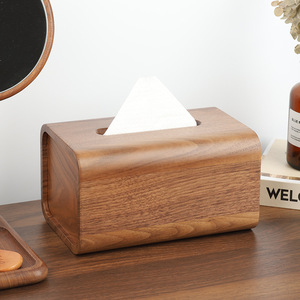 Boîte à mouchoirs en bois de noyer noir, en bois massif, pour salon, salle de bain, usage domestique simple, mouchoirs à tirer - Product Image 2