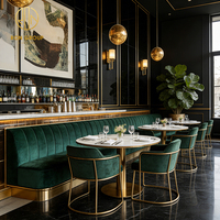 Ensemble de mobilier vintage pour hôtel Ron Group, table carrée en marbre, banquette rembourrée, chaise en velours, sur mesure pour restaurant