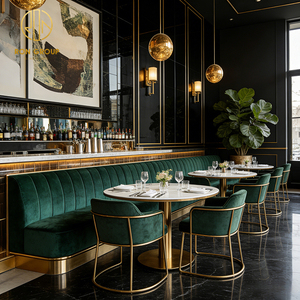 Ensemble de mobilier vintage pour <span class=keywords><strong>hôtel</strong></span> Ron Group, table carrée en marbre, banquette rembourrée, chaise en velours, sur mesure pour <span class=keywords><strong>restaurant</strong></span> - Product Image 3