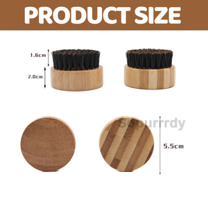 Brosse à barbe personnalisée avec logo, brosse à cheveux ronde pour massage du cuir chevelu avec poils de sanglier, manche en bois de caoutchouc, brosse à moustache imperméable - Product Image 2