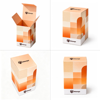 Boîte cosmétique de luxe pliable en papier kraft avec logo personnalisé, motif géométrique orange, doublure en éponge, matériaux recyclés