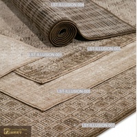 Tapis moderne abstrait LandScopeTech, motif floral traditionnel vieilli, tissé à la machine Wilton, luxe, polyester, pour zone de circulation intérieure, couleur or