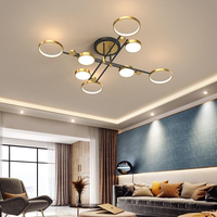 Plafonnier LED moderne pour salon, salle à manger, chambre, cuisine, décoration intérieure, luminaire en forme d'anneau noir et or