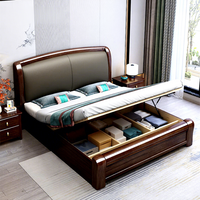 Cama Doble de Lujo Ligero, Juego de Muebles de Dormitorio con Cama Moderna Minimalista con Almacenamiento, Adecuado para Villas y Apartamentos