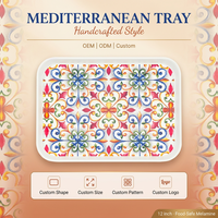 Plateau de service décoratif en mélamine turque OEM/ODM de 12 pouces, écologique, résistant au lave-vaisselle, incassable, pour restaurant et fête