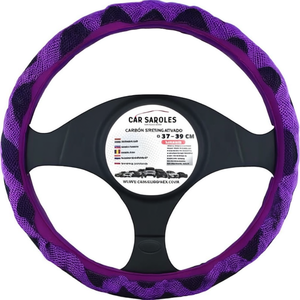 ปลอกหุ้มพวงมาลัยรถยนต์ 37-39 ซม. สีม่วง ตาข่าย พรีเมี่ยม - Product Image 2