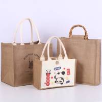 Sacs de courses pliables réutilisables personnalisés en gros, sacs de plage en lin, sacs de courses en toile de jute, faible MOQ, option économique