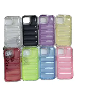 Wholesale down jacket TPU+PC mobile phone case fluorescent color anti-fall air cushion protective cover for Iphone 14/15 pro max