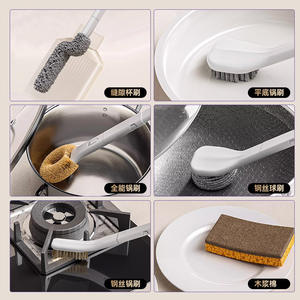 Juego de cepillos para fregar la cocina, 6 piezas con soporte, herramientas de limpieza multifuncionales para ollas, sartenes y cuencos - Product Image 5