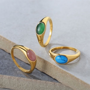 Custom Colorful Gemstone <b>Ring</b> Fine Jewelry Gold Plated Stainless Steel <b>Ring</b> <b>Opal</b> Stone <b>Rings</b> for Women - Product Image 1