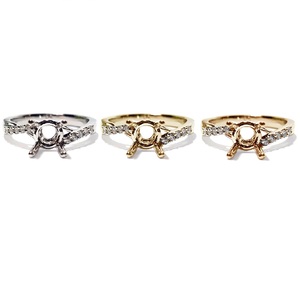 Bague torsadée Simple et Fine, anneau de fiançailles Semi-montage, léger, en or blanc, diamant naturel, 18k - Product Image 4