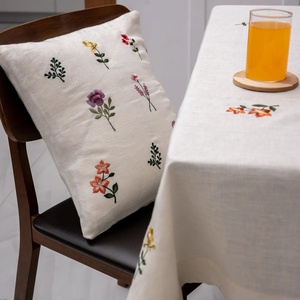 Custom Embroidered Pattern Cotton Linen <b>Tablecloth</b> for Events Wedding Cloth Table Linen Luxury Organic French Flax for Hotel - Product Image 4