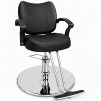 Fauteuil de Barbier Professionnel Pivotant en Cuir PU avec Accoudoirs et Piètement Métallique pour Salon de Coiffure – Vente en Gros, Export Direct