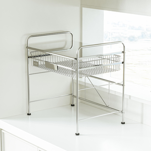 Organizador de <span class=keywords><strong>Microondas</strong></span> de Acero Inoxidable, Estante de 50 cm para Montar en <span class=keywords><strong>Pared</strong></span>/Encimera con Cajón de Almacenamiento - Product Image 4