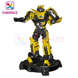 Robot transformable jaune et bleu de 2,1 mètres, grand robot d'accueil pour centre de jeux, parc d'attractions Funspace - Product Image 1