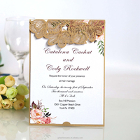Tarjeta de Invitación de Boda con Corte Láser de Rosa y Tarjetas de Felicitación Personalizadas con Corte Láser