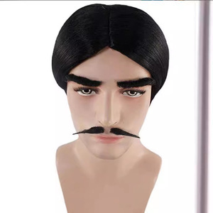 Bigote Realista de Fibra Sintética Recta de 15 cm, Disfraz de Adulto, Grado Teatral, 1 Pieza, Barba Postiza (Negra) China - Product Image 2