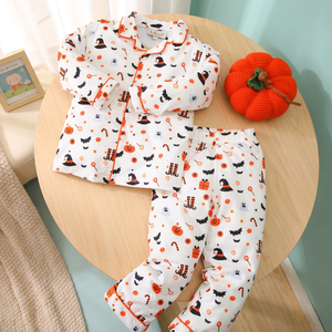 Pyjama d'hiver imprimé Halloween 100% coton respirant pour bébés filles - BB2350 Certifié OEKO-TEX Ignifuge Isolation thermique - Product Image 3