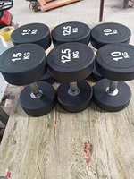 Haltères en caoutchouc à noyau en acier DINUO, qualité commerciale, 10 kg, poids fixe, antidérapants, logo personnalisé, pour la maison, la salle de sport, le CrossFit, l'entraînement fonctionnel
