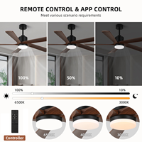 Ventilateur de plafond LED silencieux à moteur DC avec 5 pales et télécommande, support OEM/ODM, pour chambre et salon, en bois