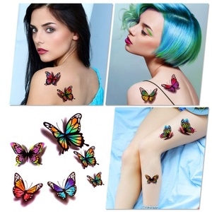 Tatouages temporaires pour femmes filles-Fleur colorée papillon réaliste longue durée <span class=keywords><strong>faux</strong></span> autocollants de <span class=keywords><strong>tatouage</strong></span> - Product Image 2