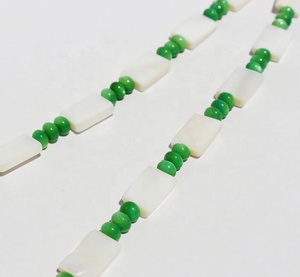 Collar de Concha de Mariposa Blanca Cuadrada Natural, Joyería Personalizada, Serie Bosque, Collar de Cuentas de Concha Verde Fresca para Mujeres y Hombres - Product Image 3