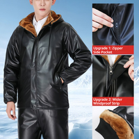 Chaqueta de Cuero PU Suave, Antidesgarros, Rellena de Plumón, Impermeable, Cortavientos, Gruesa y Cálida para Invierno y Trabajo