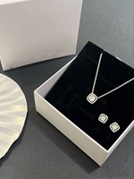 Juego de Joyería Clásica Original al por Mayor de Fábrica, Collar y Aretes, Chapado en Plata de Cobre con Circonita en Forma de Corazón, para Mujer, para Bodas y Fiestas