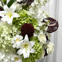 Kunstmatige groene hortensia bordeaux gemengde bloemenbal hoge simulatie realistisch Moederdag hotel lobby bureau